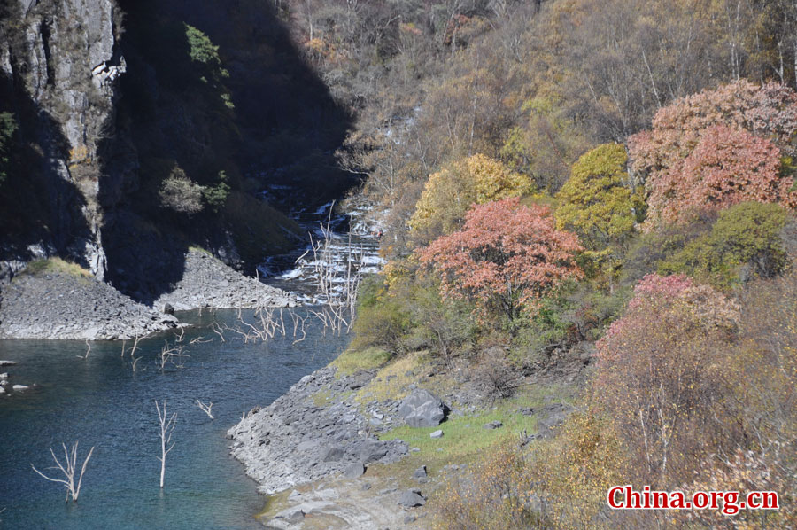 松坪沟位于茂县（四川最大的羌族聚居地）西北叠溪镇、松坪沟乡境内，因1933年8月15日一场7.5级的大地震形成的堰塞湖而成。叠溪—松坪沟风景区是世界上保存最完整的地震破坏遗址之一，160平方公里的范围内集群山、海子、原始森林、地震断裂残迹、羌族风情与民族历史文化教育遗存漂流于一体。[中国网 陈竹溪 摄]