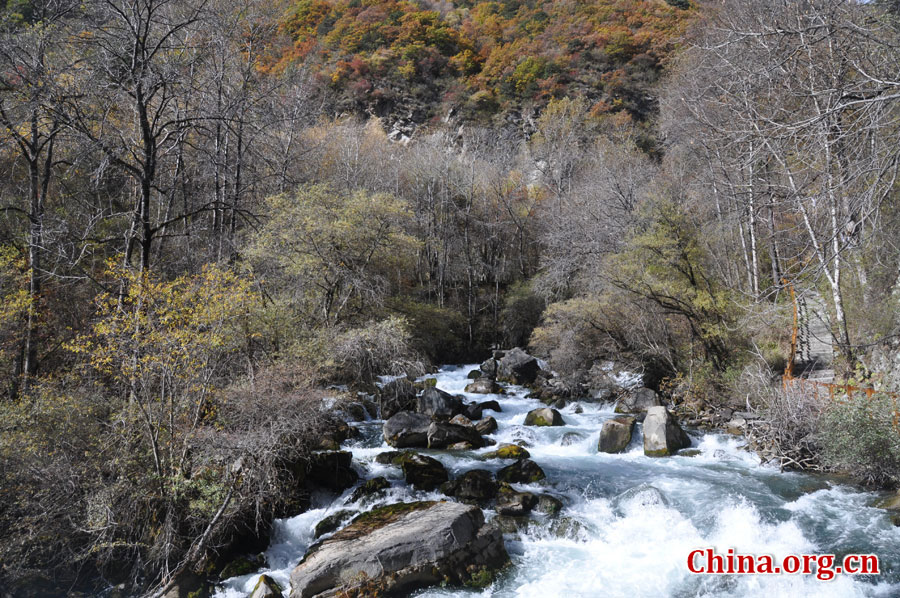 松坪沟位于茂县（四川最大的羌族聚居地）西北叠溪镇、松坪沟乡境内，因1933年8月15日一场7.5级的大地震形成的堰塞湖而成。叠溪—松坪沟风景区是世界上保存最完整的地震破坏遗址之一，160平方公里的范围内集群山、海子、原始森林、地震断裂残迹、羌族风情与民族历史文化教育遗存漂流于一体。[中国网 陈竹溪 摄]