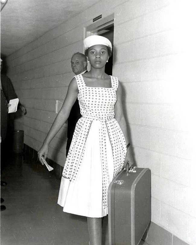 Voting activist Annie Lumpkins at the Little Rock city jail. [1961] [Web photo]
