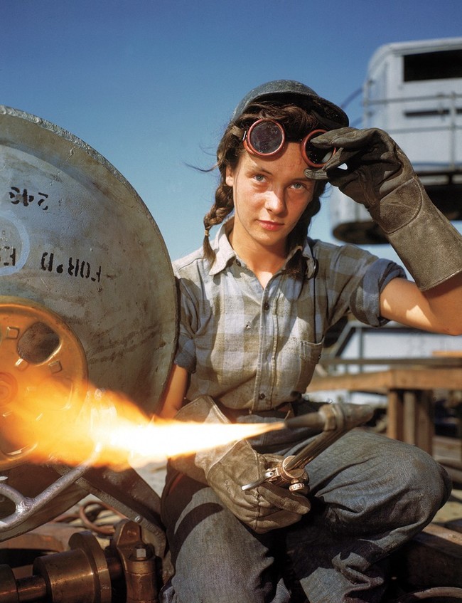 Winnie the Welder. [1943] Winnie was one of 2,000 women who worked in US shipyards during World War II. [Web photo]
