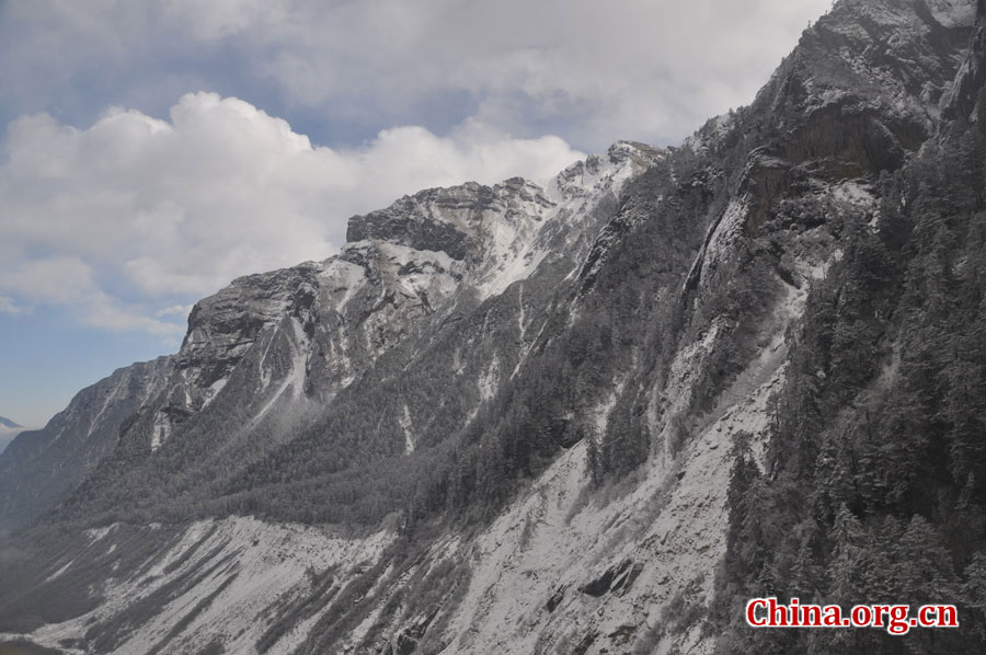 海螺沟冰川森林公园位于四川省甘孜藏族自治州的贡嘎山，是目前世界上已发现的为数极少的低纬度、低海拔且最易接近的现代冰川之一。攀登冰川顶岭，一路可见无数的冰洞、冰湖、冰蘑菇、冰门、冰梯、冰人、冰兽等，仿佛置身于一个奇妙绝伦的冰世界。[中国网 陈竹溪 摄]