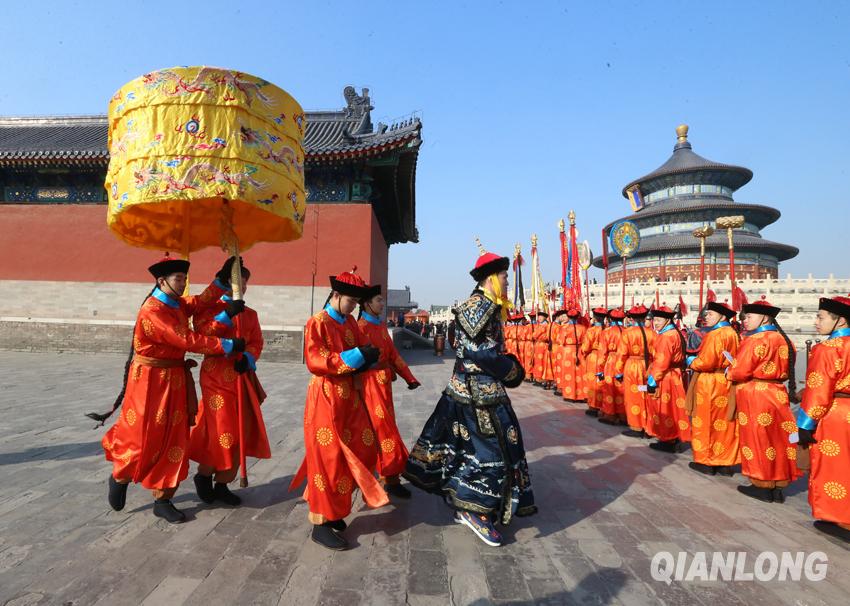 2月13日,天坛公园第十一届春节文化周祭天乐舞进行带妆彩排.