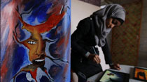 Palestinian artists use house remains to form paintings
