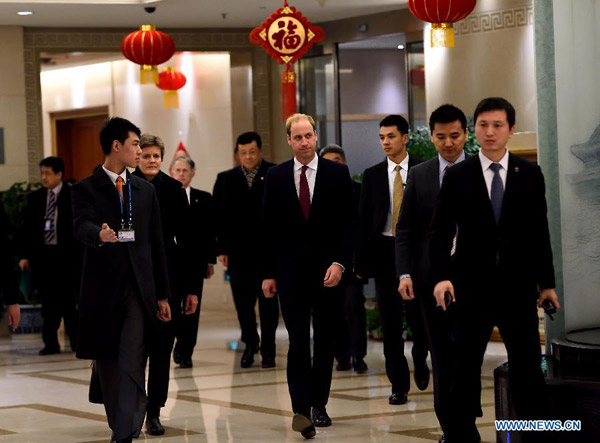 Britain's Prince William arrives in Beijing, capital of China, for his first-ever visit to China, March 1, 2015. He will have a four-day tour in China.