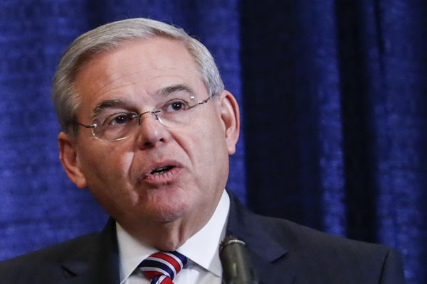 U.S. Senator Robert Menendez, one of the highest-ranking Hispanic members of Congress, pleaded not guilty on corruption charges in a federal court hearing in Newark, New Jersey Thursday and was released without bail. [Photo/Xinhua] 