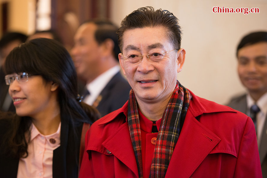 Zhang Jinlai, known by his stage name Liu Xiao Ling Tong (literally: &apos;Little Six Year Old Child&apos;), famous for his role as the Monkey King (Sun Wukong) in the 1986 television series &apos;Journey to the West&apos; appears at the a civic event for China-Vietnam friendship attended by the General Secretary of the Communist Party of Vietnam Nguyen Phu Trong on Wednesday, April 8 in Beijing. [Photo by Chen Boyuan / China.org.cn]