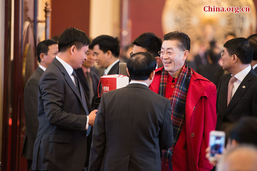 Zhang Jinlai, known by his stage name Liu Xiao Ling Tong (literally: &apos;Little Six Year Old Child&apos;), famous for his role as the Monkey King (Sun Wukong) in the 1986 television series &apos;Journey to the West&apos; appears at the a civic event for China-Vietnam friendship attended by the General Secretary of the Communist Party of Vietnam Nguyen Phu Trong on Wednesday, April 8 in Beijing. [Photo by Chen Boyuan / China.org.cn]