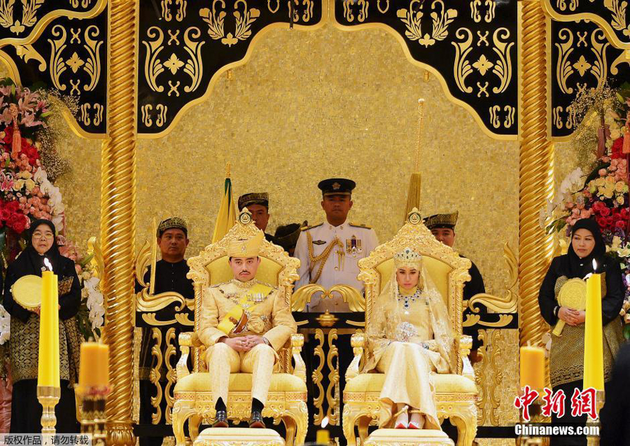 The royal wedding of Brunei's Prince Abdul Malik was launched at Istana Nurul Iman (the Palace) on Sunday. [Photo/Chinanews.com] 