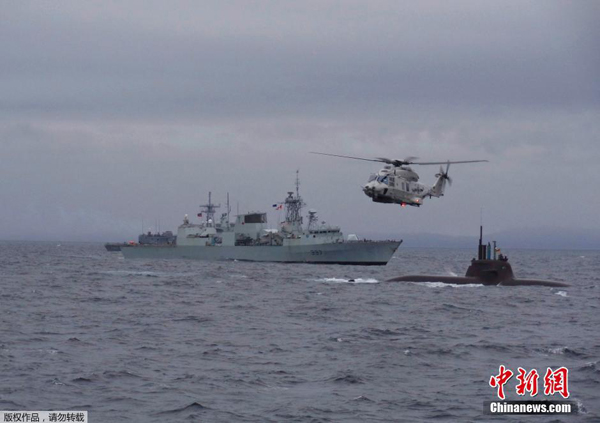NATO launched a large anti-submarine warfare exercise off the coast of Norway on Monday, with ships, submarines, aircraft and personnel from 10 allied nations and non-member Sweden converging for the annual training. [Photo/Chinanews.com]