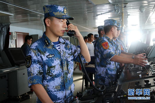 The Singapore and Chinese navies on Monday concluded the inaugural Exercise Maritime Cooperation 2015. Chinese missile frigate Yulin, Singapore's Formidable-class frigate (RSS Intrepid) and Victory-class missile corvette (RSS Valiant) participated in the bilateral maritime exercise. [Photo/Xinhua]