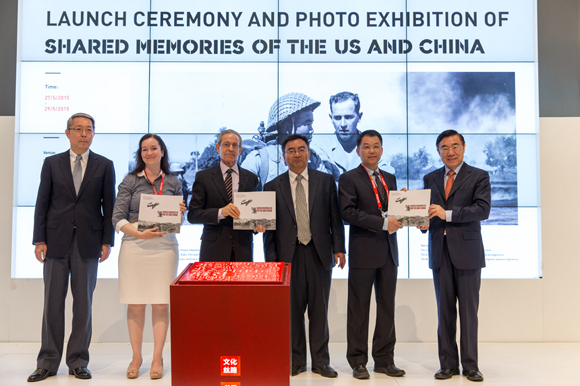 Guests attend the launching ceremony of 'Shared Memories of the US and China: The Pacific War Against Japanese Aggression' during the BookExpo America (BEA) 2015 in New York, the United States, on May 28, 2015.