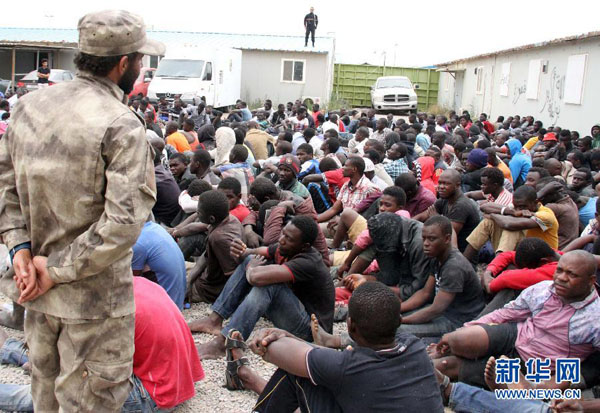 Libya's security forces on Thursday arrested 441 African nationals planning to illegally immigrate to Europe, according to Tripoli security sources. [Photo/Xinhua]