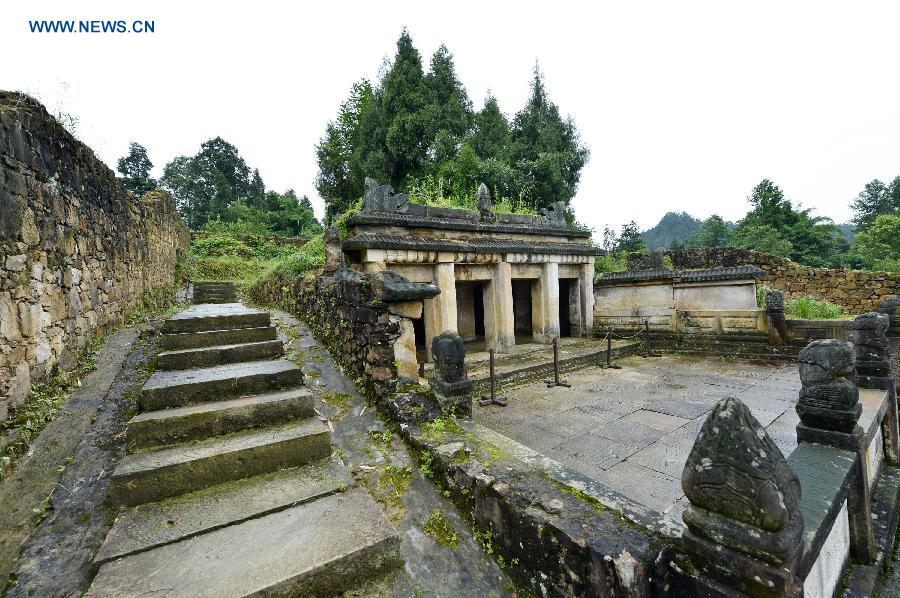 Photo taken on June 8, 2015 shows a Tusi tomb at the Tangya Tusi site in central China's Hubei Province. 
