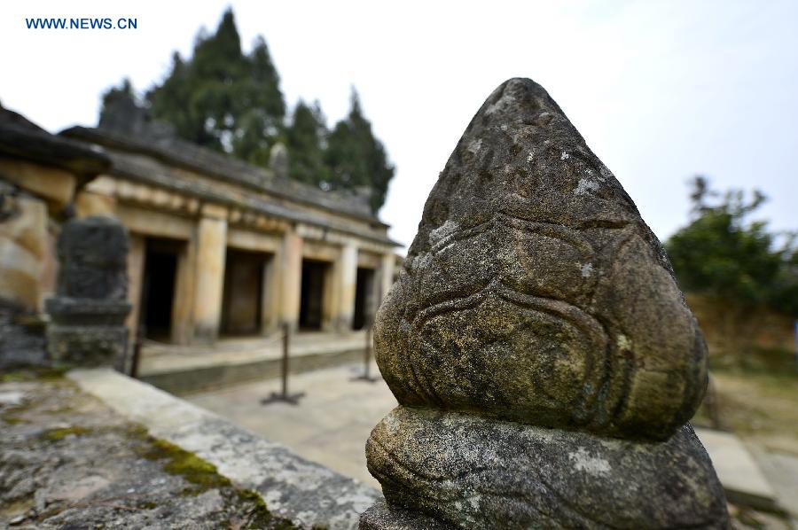 Photo taken on Jan. 17, 2015 shows a Tusi tomb at the Tangya Tusi site in central China's Hubei Province. 