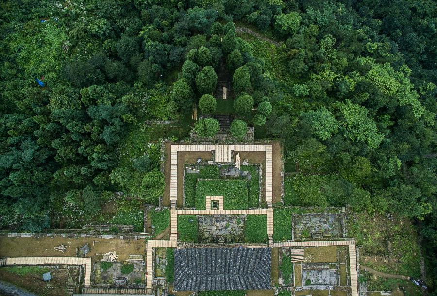 Photo taken on July 3, 2015 shows an aerial view of Hailongtun Fortress in southwest China's Guizhou Province. 