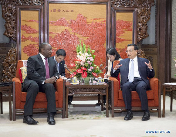 Chinese Premier Li Keqiang R Meets With South African Deputy