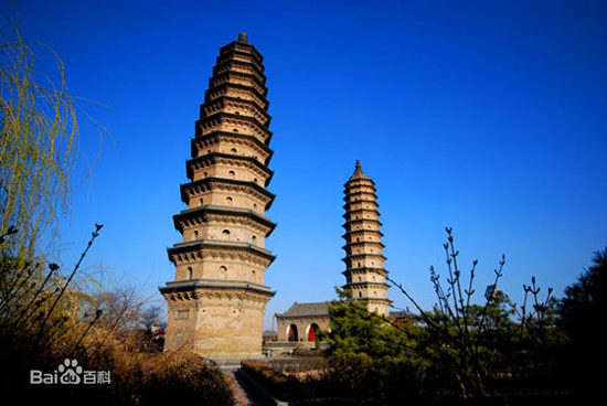 Twin Pagoda Temple, one of the 'top 10 attractions in Taiyuan, China' by China.org.cn.
