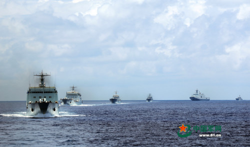 The Chinese navy on Tuesday conducted a live firing drill in the South China Sea to improve its maritime combat ability. [Photo/81.cn]