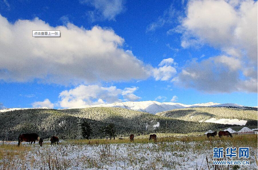 Hami witnessed the first snowfall in this autumn Sunday.