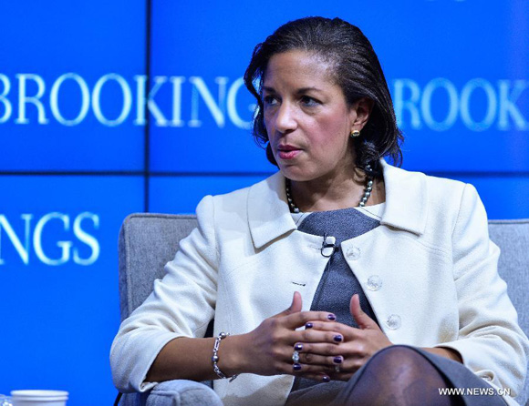 U.S. National Security Aadviser Susan Rice speaks at the Brookings Institution in Washington D.C., capital of the United States, Feb. 6, 2015. [Photo/Xinhua]