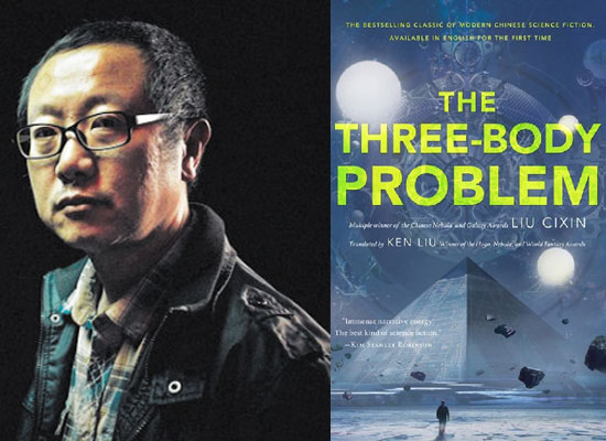 Liu Cixin and his novel 'The Three-Body Problem.' [File photo]
