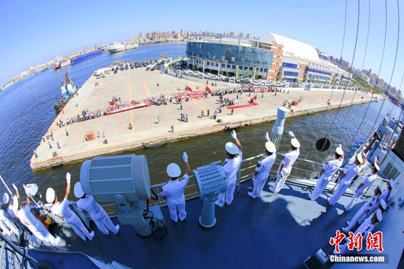 The Chinese navy's Fleet 152 arrives Wednesday at Alexandria Port of Egypt for an official visit.[Photo/Chinanews.com]