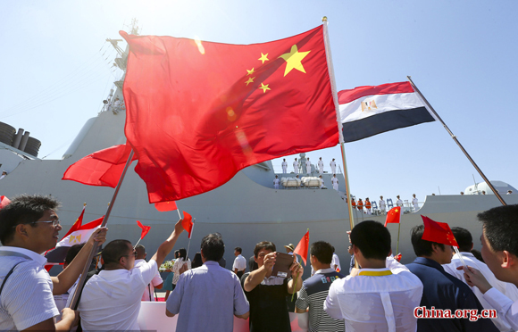 The Chinese navy's Fleet 152 arrives Wednesday at Alexandria Port of Egypt for an official visit.[Photo/Chinanews.com]