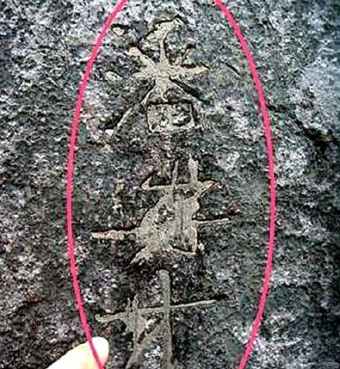 An undated photo showing the name carved by a tourist on the elephant shaped stone sculpture in the Xiaoling Tomb in Nanjing, that dates back to the Ming Dynasty. [Photo: CCTV] 