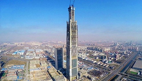 The 117 Tower was capped in Tianjin, with the main structure reaching 596.5 meters in height, making it the tallest building in China and second tallest building in the world. 