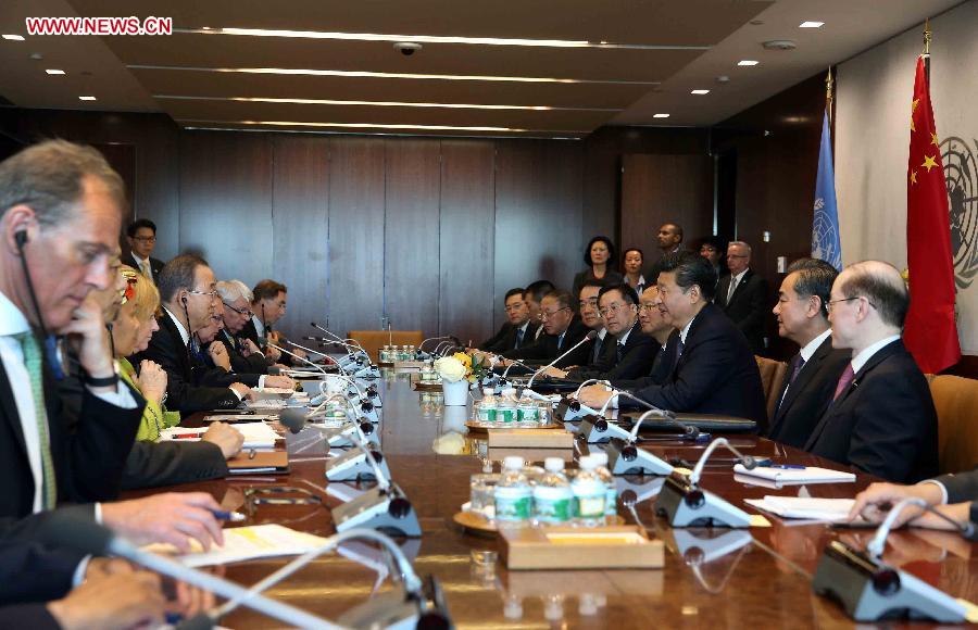 UN-NEW YORK-CHINA-XI JINPING-BAN KI-MOON-MEETING