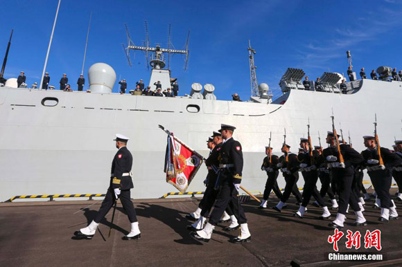 A Chinese navy fleet arrives in Gdynia Wednesday for a five-day friendly tour of Poland. [Photo/Chinanews.com]