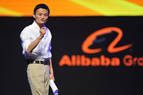 Alibaba Group Chairman Jack Ma speaking at the Global ECommerce Summit in Hangzhou in 2012. [Photo/Xinhua]