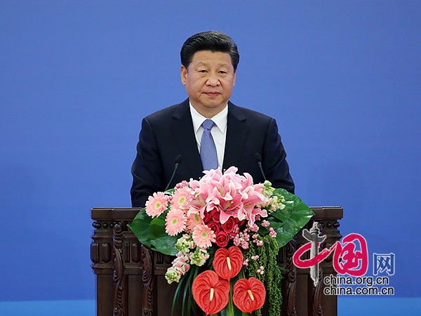 President Xi delivered a keynote speech at the Global Poverty Reduction and Development Forum.[Photo/China.org.cn]