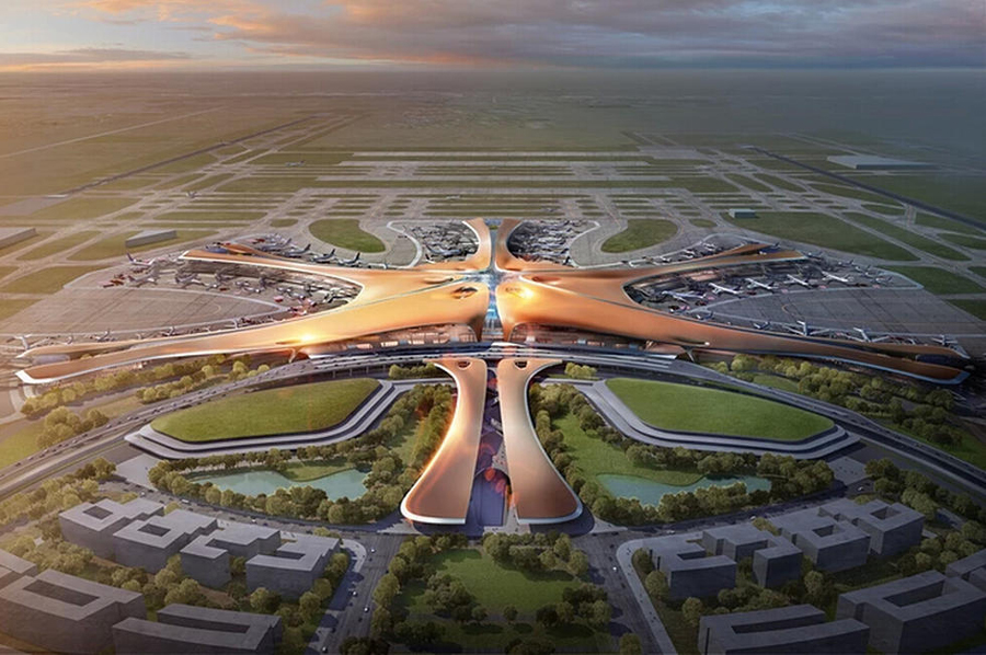 Design drawing of Beijing's new airport, planned for the city's Daxing District, which will be completed by 2040.[Photo: qq.com]