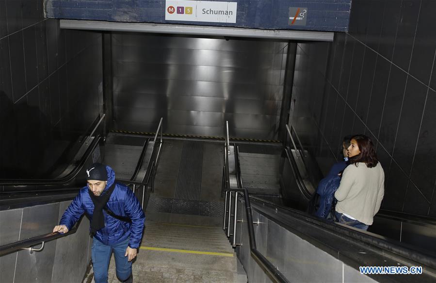 The Schuman Metro Station Is Shut Dowm In Brussels, Capital Of Belgium 