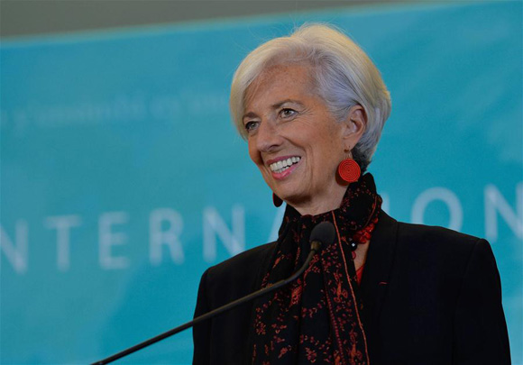 Christine Lagarde, managing director of the IMF, speaks during a press conference in the headquarters of the International Monetary Fund (IMF) in Washington D.C., the United States, Nov. 30, 2015. [Photo/Xinhua]