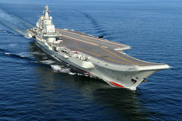 An undated file photo shows China's first aircraft carrier Liaoning. [Photo for chinadaily.com.cn] 