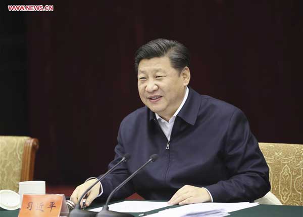 Chinese President Xi Jinping holds a symposium on improving the development of the Yangtze River Economic Belt in Southwest China's Chongqing municipality, Jan 5, 2016. Xi made an inspection tour in Chongqing from Jan 4 to 6. [Photo/Xinhua] 