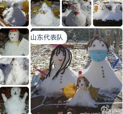 山东网友堆出的雪人 [Weibo.com]