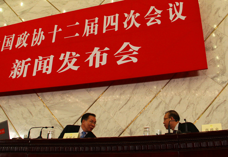 Wang Guoqing, new spokesman of China's top meeting of political advisors.[Photo/China.org.cn] 