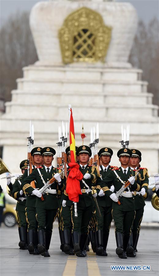 A flag-raising ceremony is held to celebrate the Serfs' Emancipation Day in Lhasa, southwest China's Tibet Autonomous Region, March 28, 2016.[Photo: Xinhua]