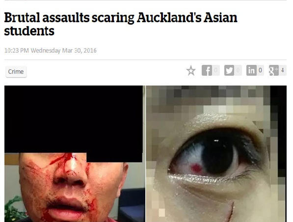 Victims from a spate of attacks on Asian students living in New Zealand have been left covered in blood after being slashed with knives and screwdrivers. [Screenshot/Photo]