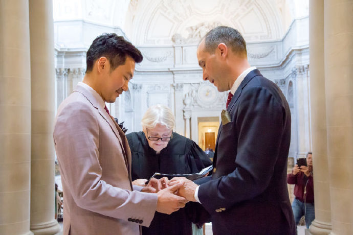 Senior diplomat Hanscom Smith (L) married his Chinese male partner Lyu Yingzong in San Francisco, California during his holiday leave.