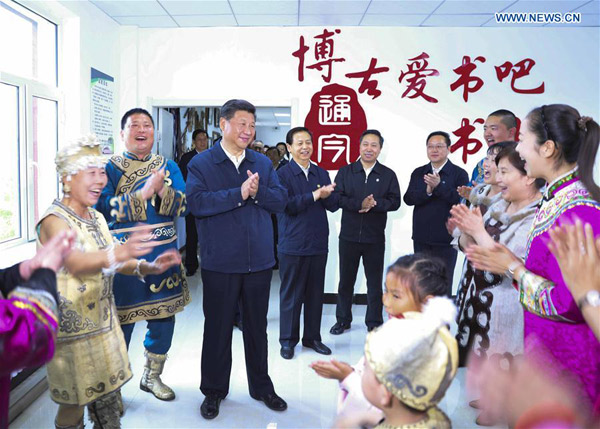Chinese President Xi Jinping visits the Bacha Village of Bacha Hezhe Township in Tongjiang, Northeast China's Heilongjiang province, May 24, 2016. Xi Jinping made an inspection tour in Heilongjiang from May 23 to 25. [Photo/Xinhua]