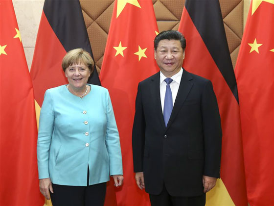 Chinese President Xi Jinping (R) meets with German Chancellor Angela Merkel in Beijing, capital of China, June 13, 2016. [Photo/Xinhua]