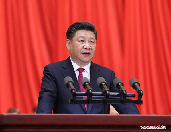 Chinese President Xi Jinping, also general secretary of the Communist Party of China (CPC) Central Committee and chairman of the Central Military Commission (CMC), delivers a speech at a rally marking the 95th anniversary of the founding of the CPC at the Great Hall of the People in Beijing, capital of China, July 1, 2016. (Xinhua/Liu Weibing)
