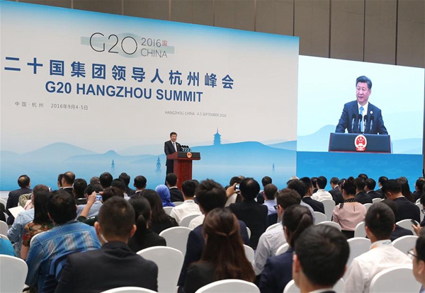 Chinese President Xi Jinping attends a press conference after the 11th summit of the Group of 20 (G20) major economies in Hangzhou, capital of east China's Zhejiang Province, Sept. 5, 2016. [Photo/Xinhua]