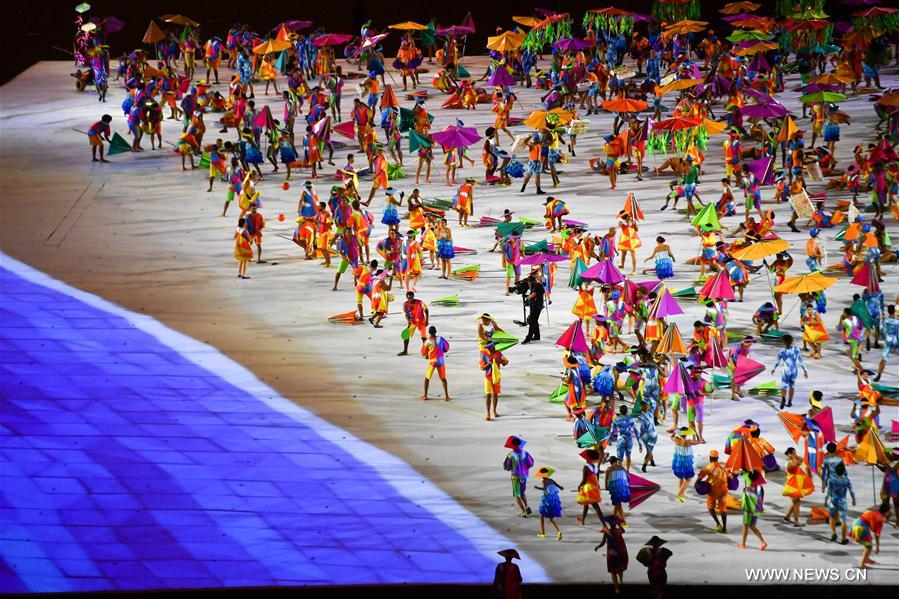 Photo taken on Sept. 7, 2016 shows a view of the opening ceremony of the 2016 Rio Paralympic Games at the Maracana Stadium in Rio de Janeiro, Brazil. [Photo/Xinhua]