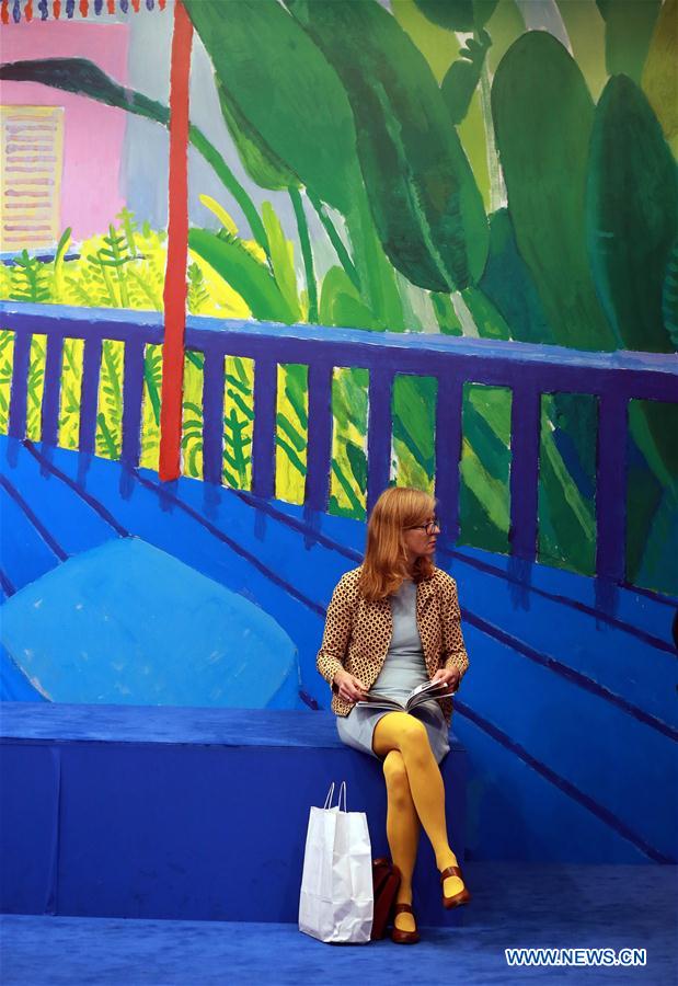 A woman visits the &apos;The Art+&apos; area at the 2016 Frankfurt Book Fair in Frankfurt, Germany on Oct. 21, 2016. (Xinhua/Luo Huanhuan) 