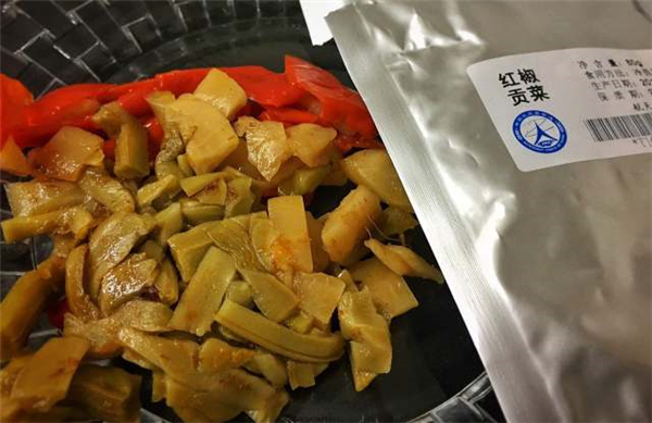 Pickles provided for astronauts in space lab Tiangong II. [Photo/Xinhua]